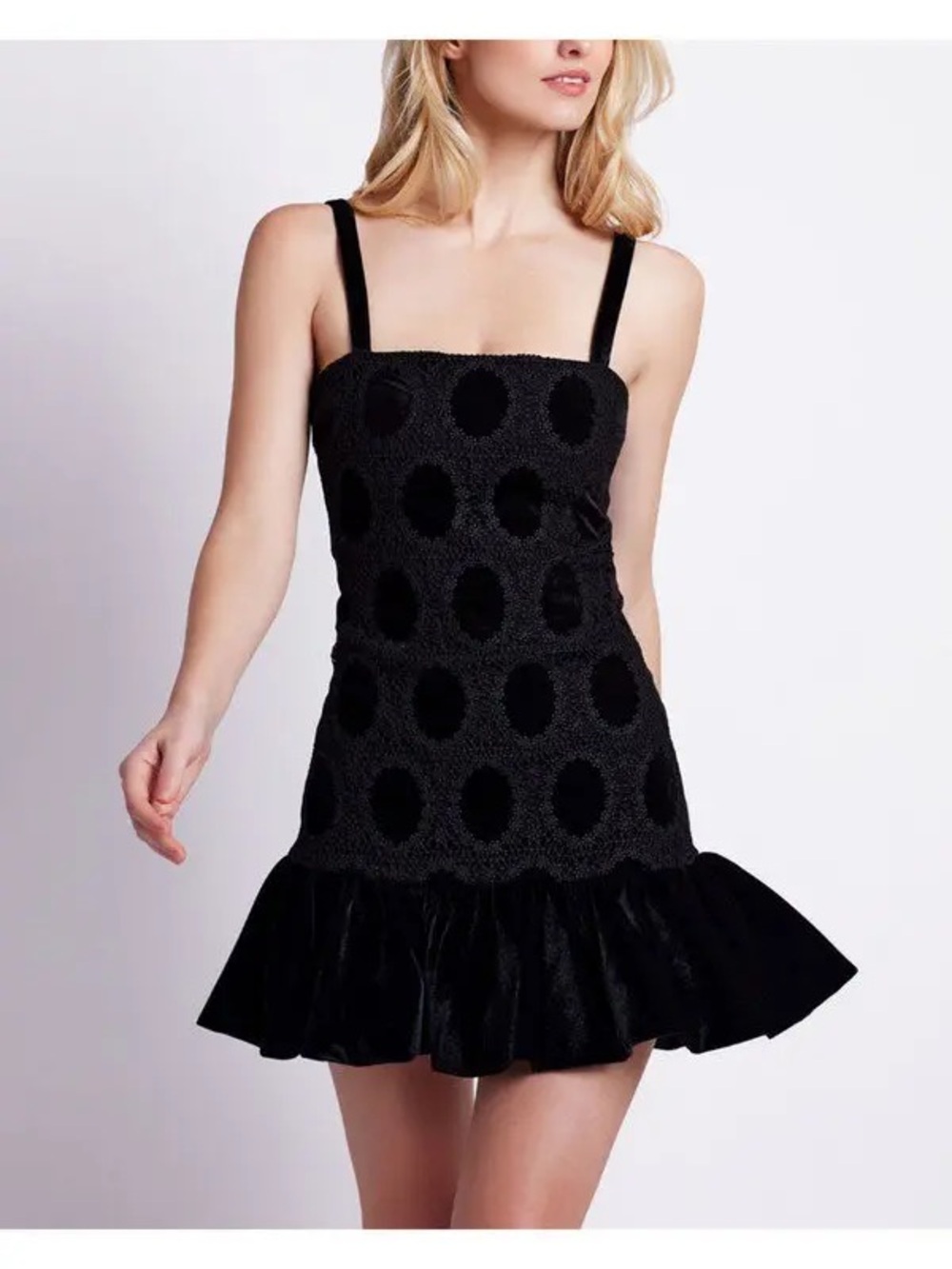 PatBO Velvet Lace Sleeveless Mini Dress Black